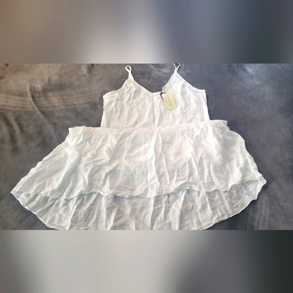 Long white linen dress, size L, terzo millennio